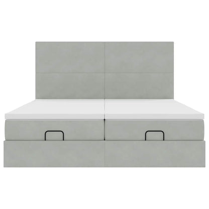 Ottoman bed met matrassen 160x200cm fluweel lichtgrijs
