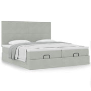 Ottomaan bed 160x200 cm fluweel lichtgrijs met opbergruimte