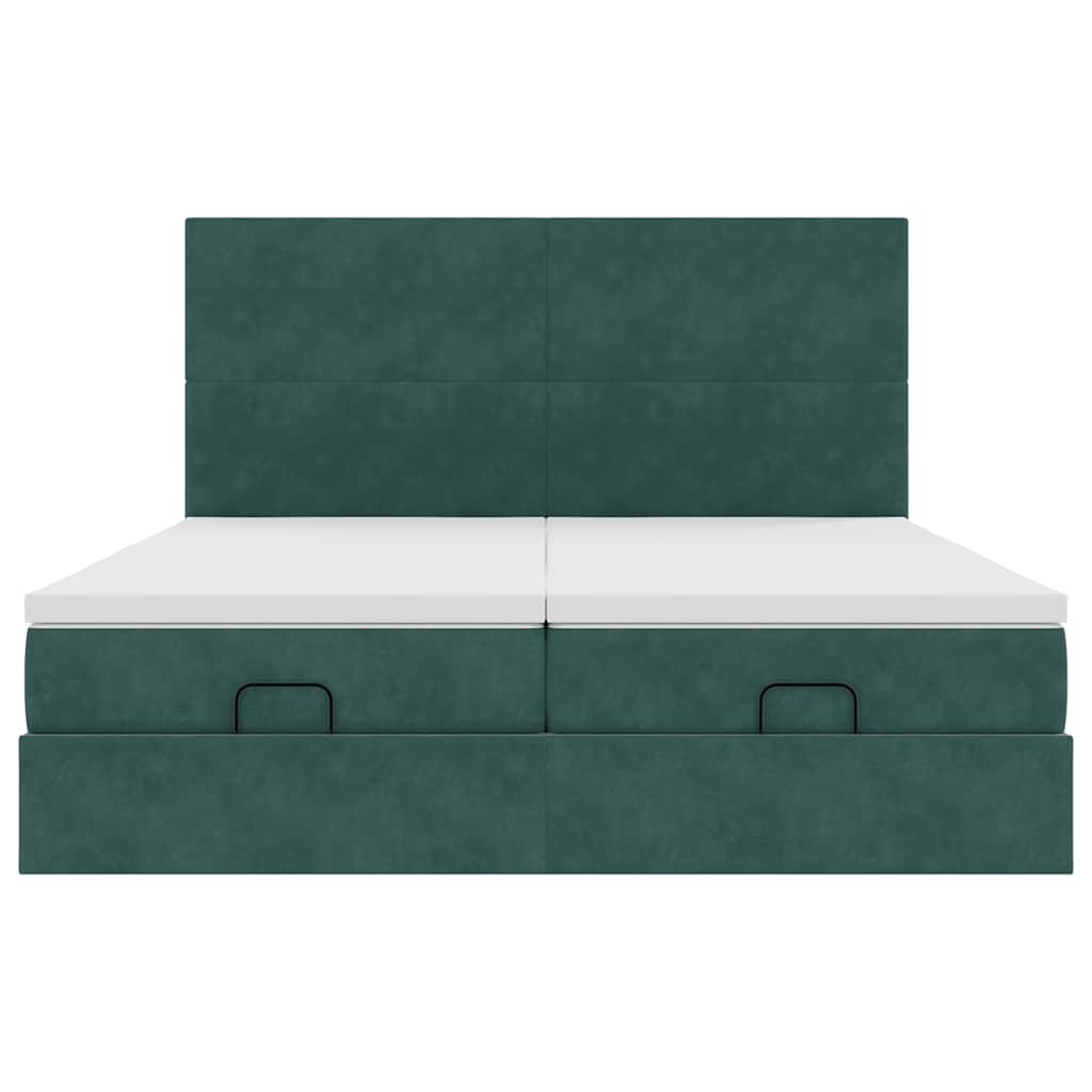 Ottoman bed met matrassen 160x200cm fluweel donkergroen