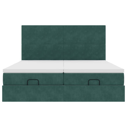Ottoman bed met matrassen 160x200cm fluweel donkergroen