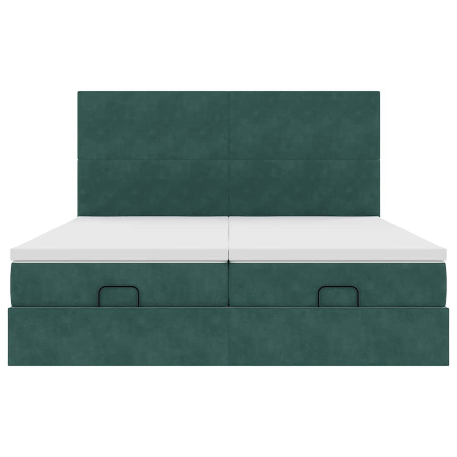 Ottoman bed met matrassen 160x200cm fluweel donkergroen