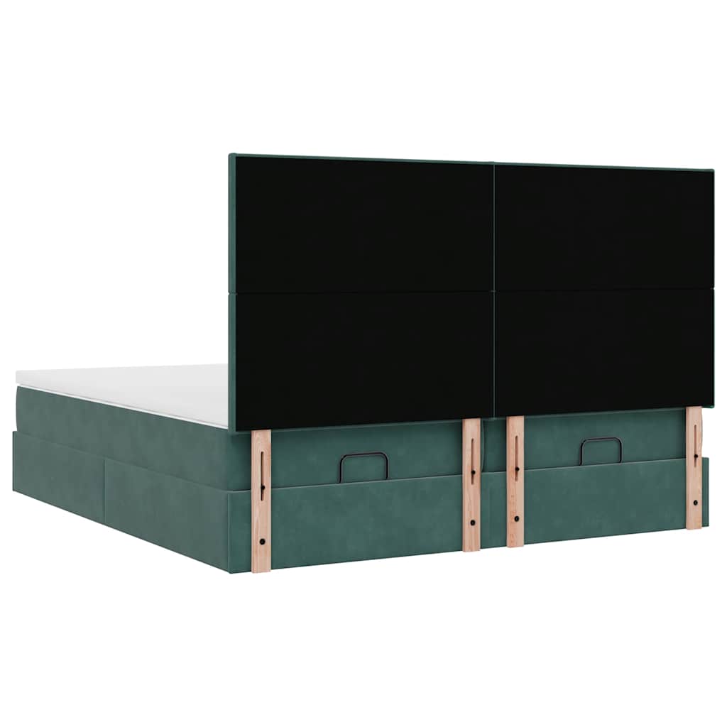 Ottoman bed met matrassen 160x200cm fluweel donkergroen