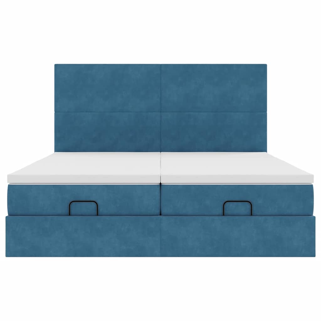 Ottoman bed met matrassen 160x200cm fluweel donkerblauw