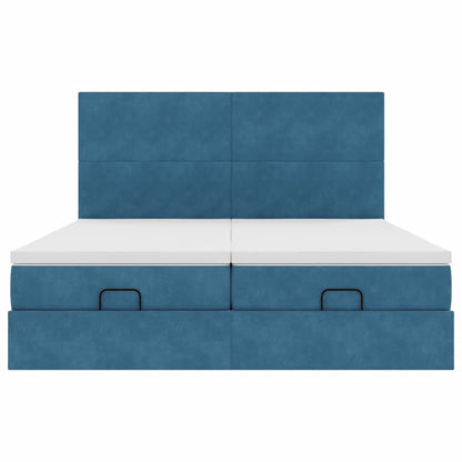 Ottoman bed met matrassen 160x200cm fluweel donkerblauw
