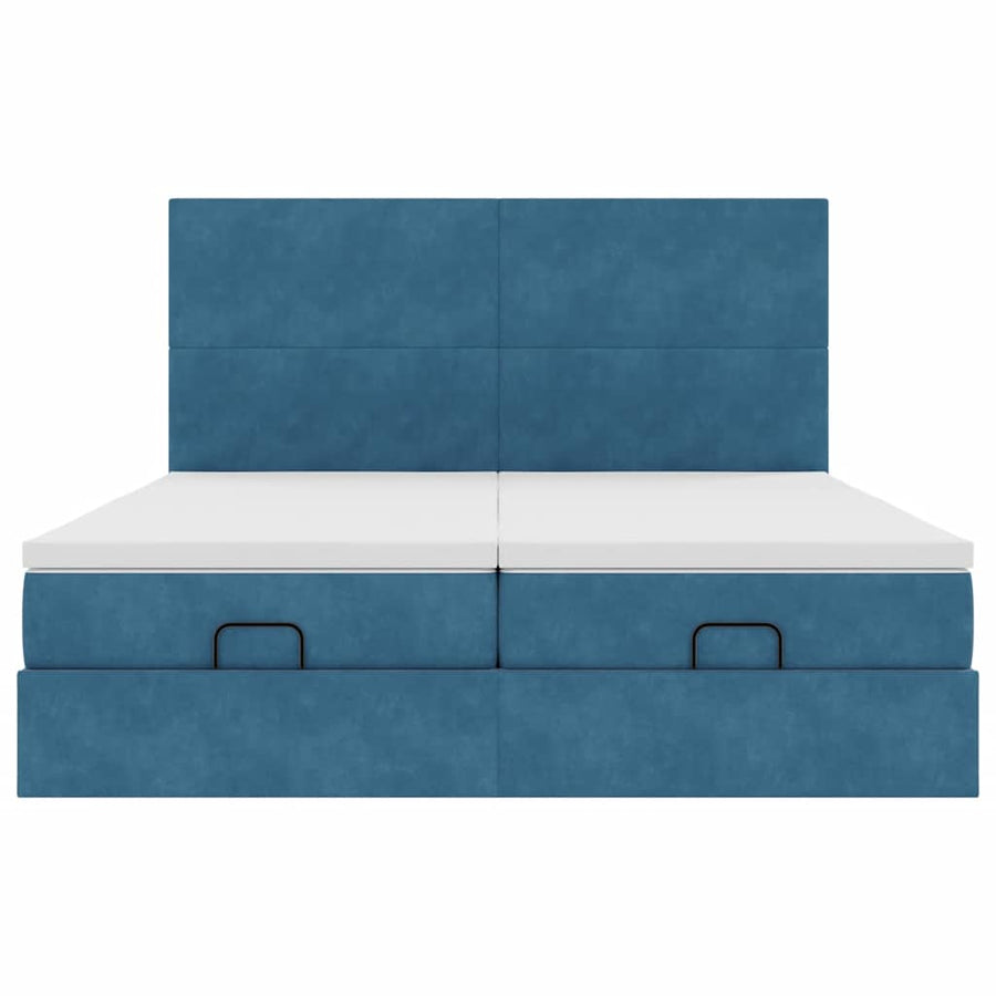 Ottoman bed met matrassen 160x200cm fluweel donkerblauw