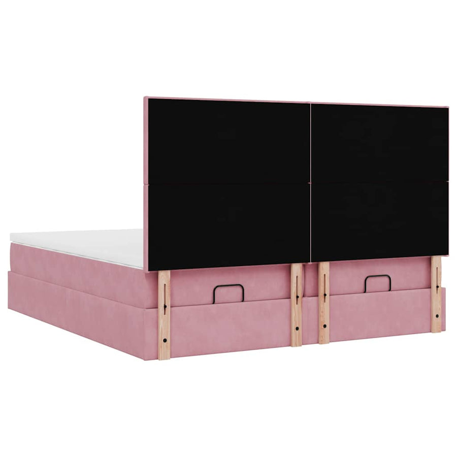 Ottoman bed met matrassen 160x200cm fluweel roze