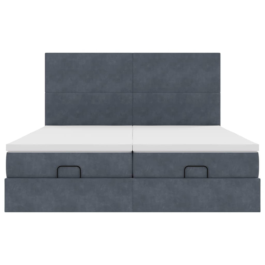 Ottoman bed met matrassen 180x200cm fluweel donkergrijs