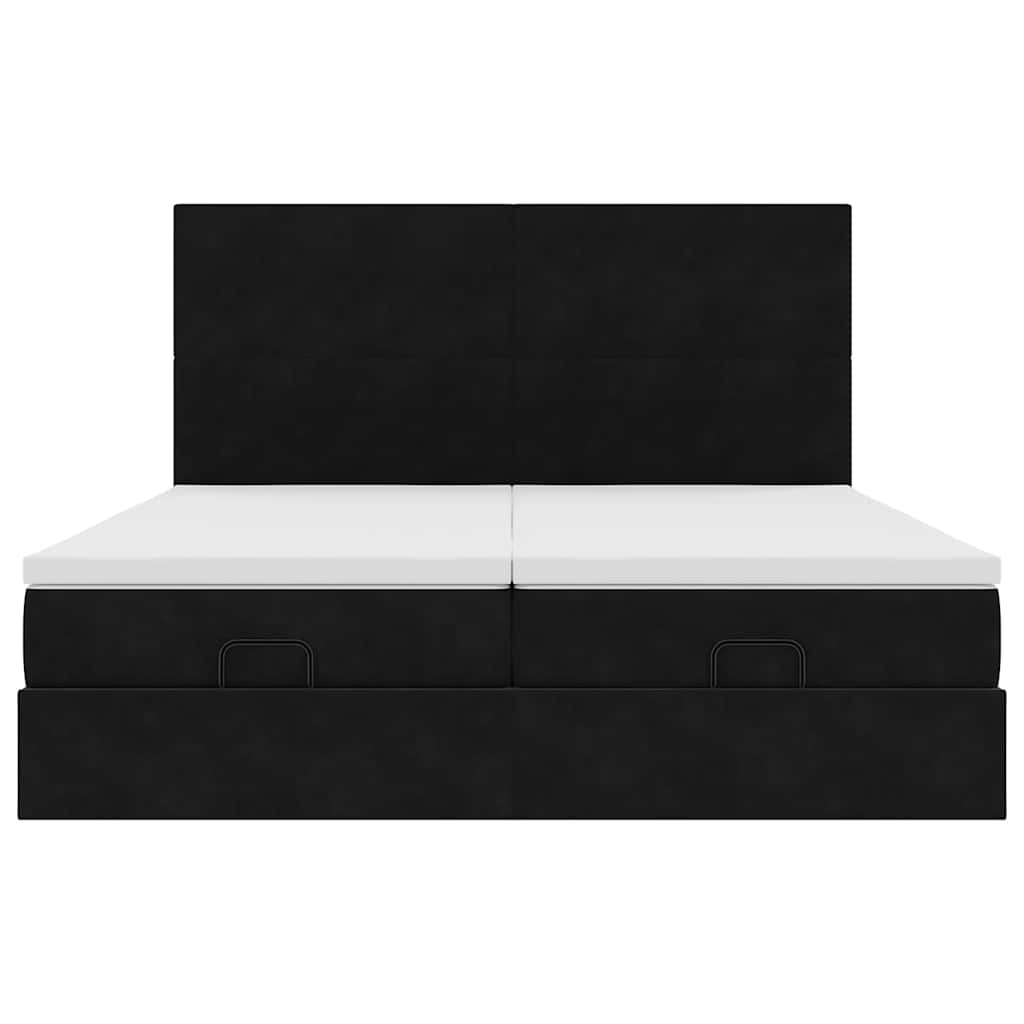 Ottoman bed met matrassen 180x200cm fluweel zwart