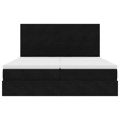 Ottoman bed met matrassen 180x200cm fluweel zwart