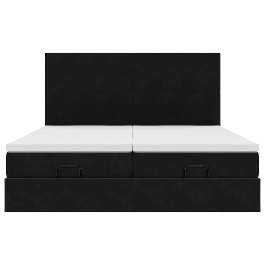 Ottoman bed met matrassen 180x200cm fluweel zwart