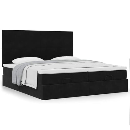 Ottoman bed met matrassen 180x200cm fluweel zwart