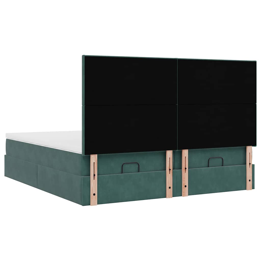 Ottoman bed met matrassen 180x200cm fluweel donkergroen