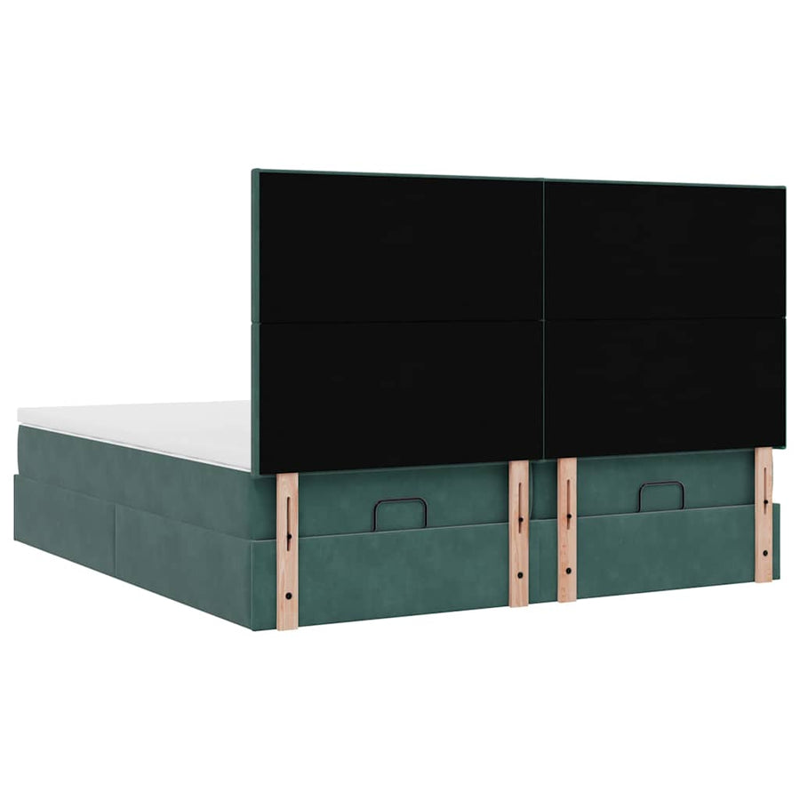 Ottoman bed met matrassen 180x200cm fluweel donkergroen