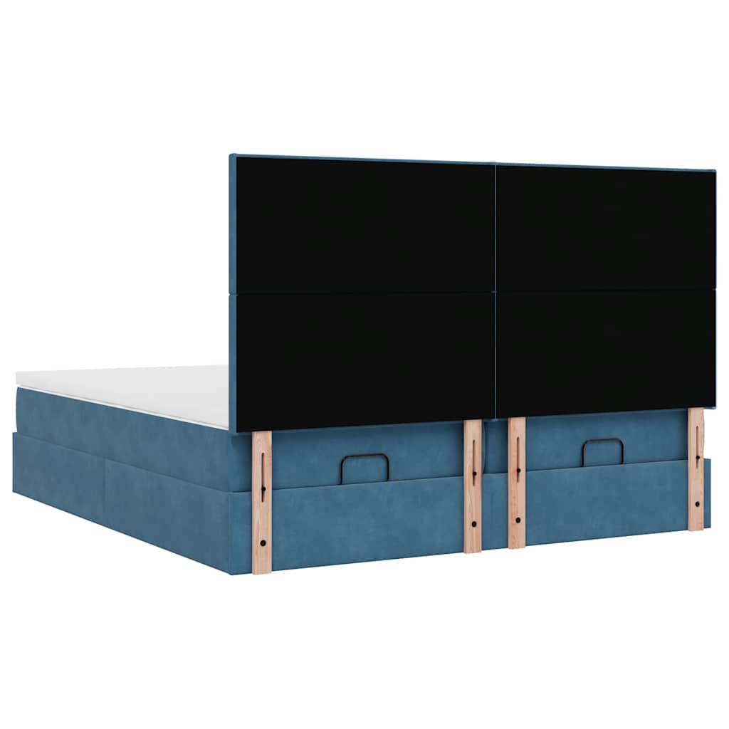 Ottoman bed met matrassen 180x200cm fluweel donkerblauw