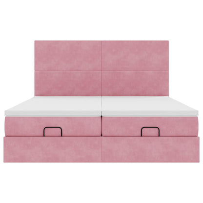 Ottoman bed met matrassen 180x200cm fluweel roze