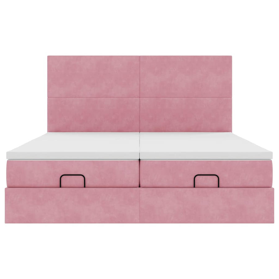 Ottoman bed met matrassen 180x200cm fluweel roze