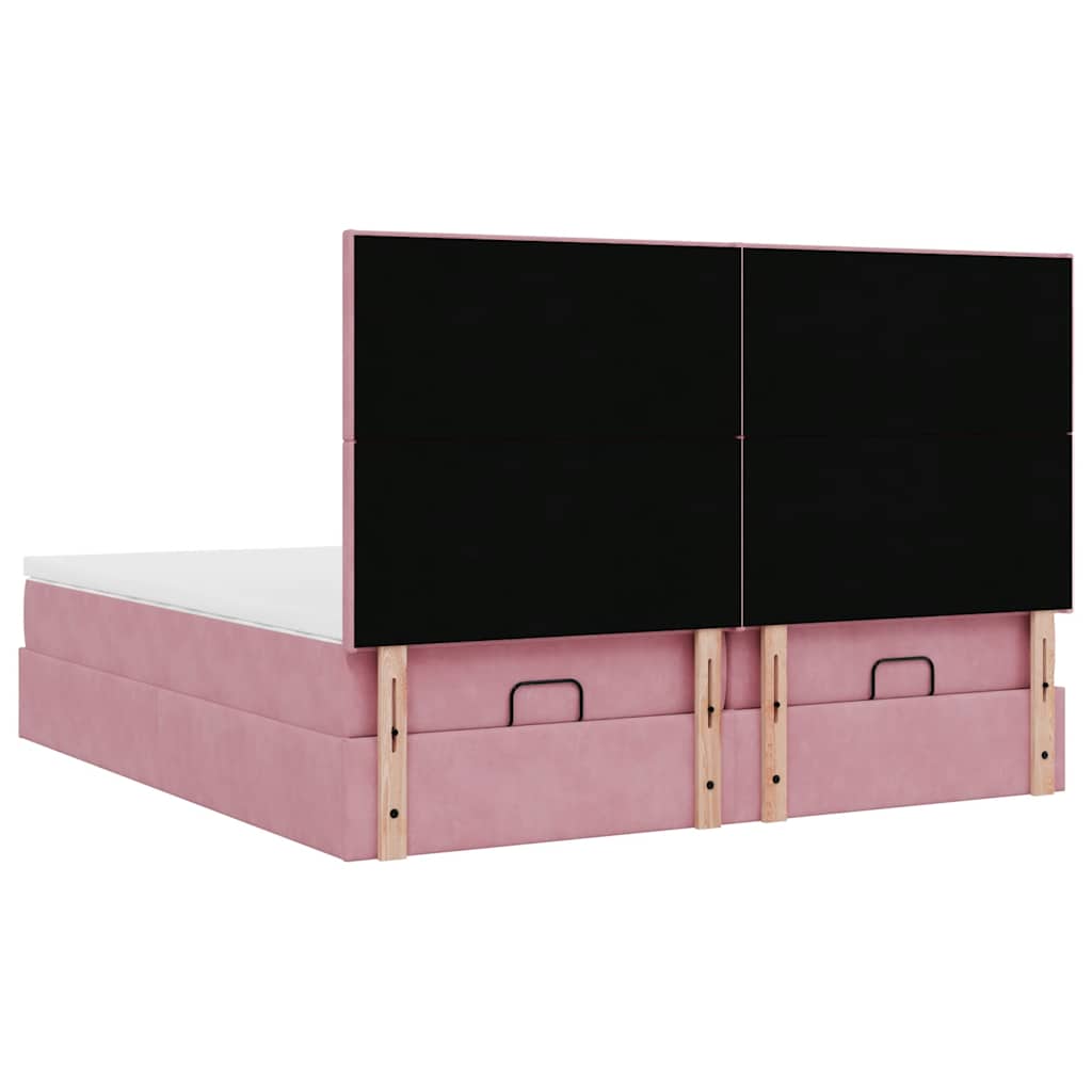 Ottoman bed met matrassen 180x200cm fluweel roze