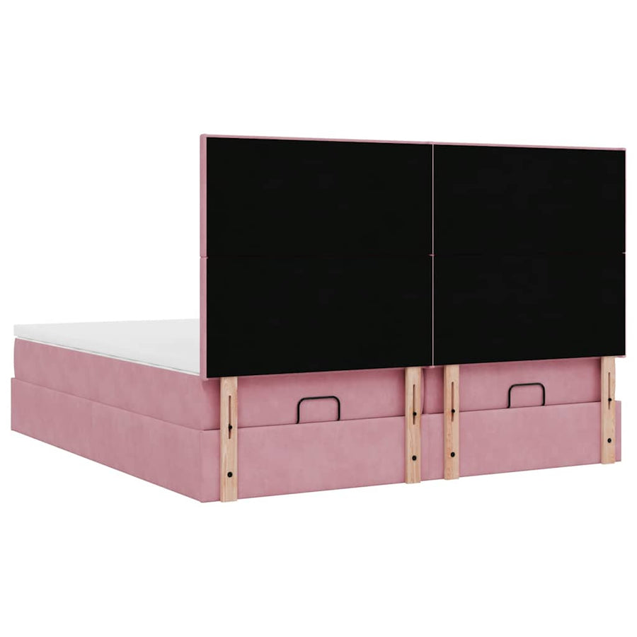 Ottoman bed met matrassen 180x200cm fluweel roze