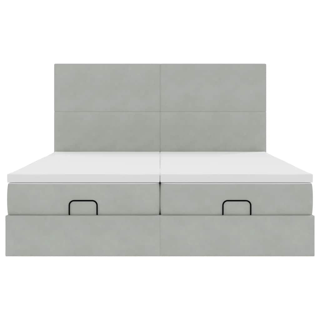 Ottoman bed met matrassen 200x200cm fluweel lichtgrijs