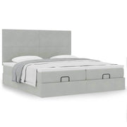Ottoman bed 200x200 cm fluweel lichtgrijs met opbergruimte