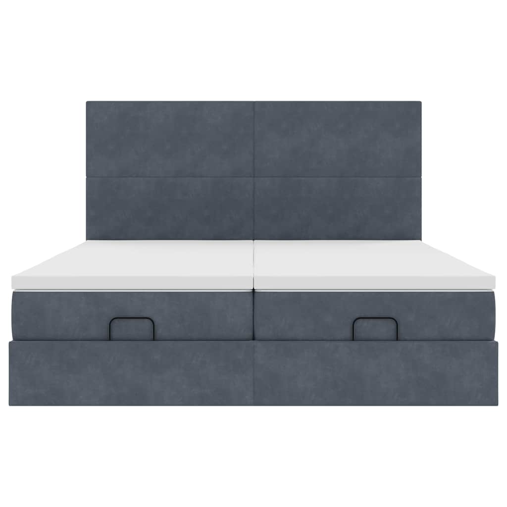 Ottoman bed met matrassen 200x200cm fluweel donkergrijs
