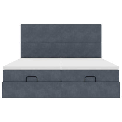 Ottoman bed met matrassen 200x200cm fluweel donkergrijs