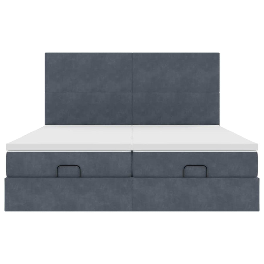 Ottoman bed met matrassen 200x200cm fluweel donkergrijs