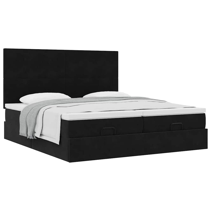 Ottoman bed met matrassen 200x200cm fluweel zwart