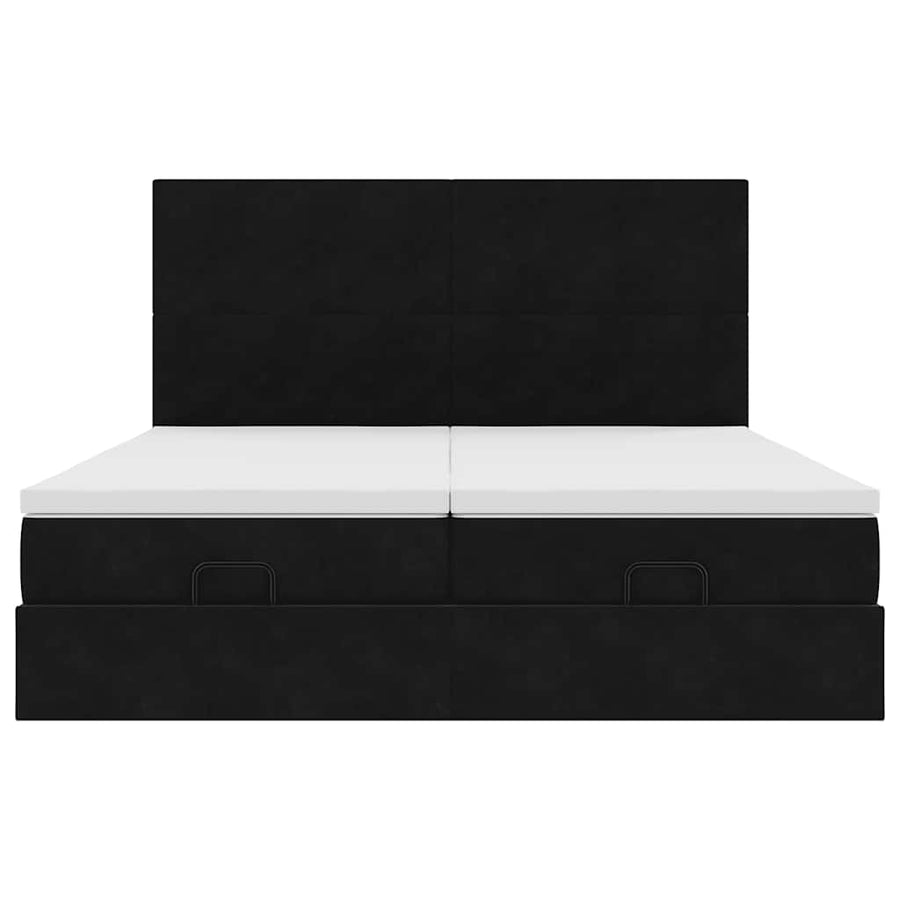 Ottoman bed met matrassen 200x200cm fluweel zwart