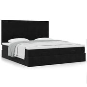 Ottomaans bed 200x200 cm fluweel zwart met opbergruimte