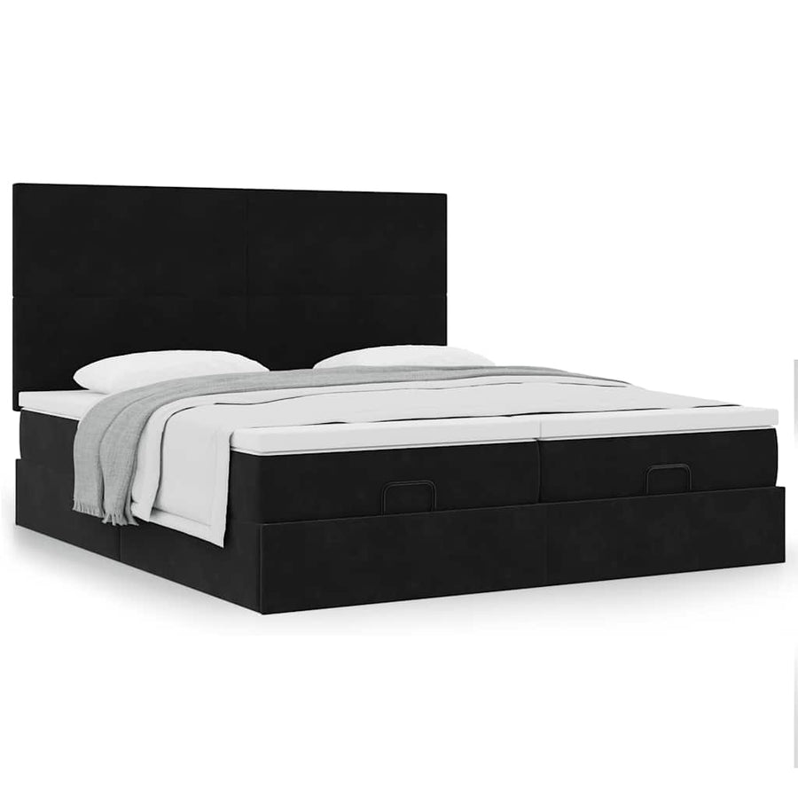 Ottoman bed met matrassen 200x200cm fluweel zwart