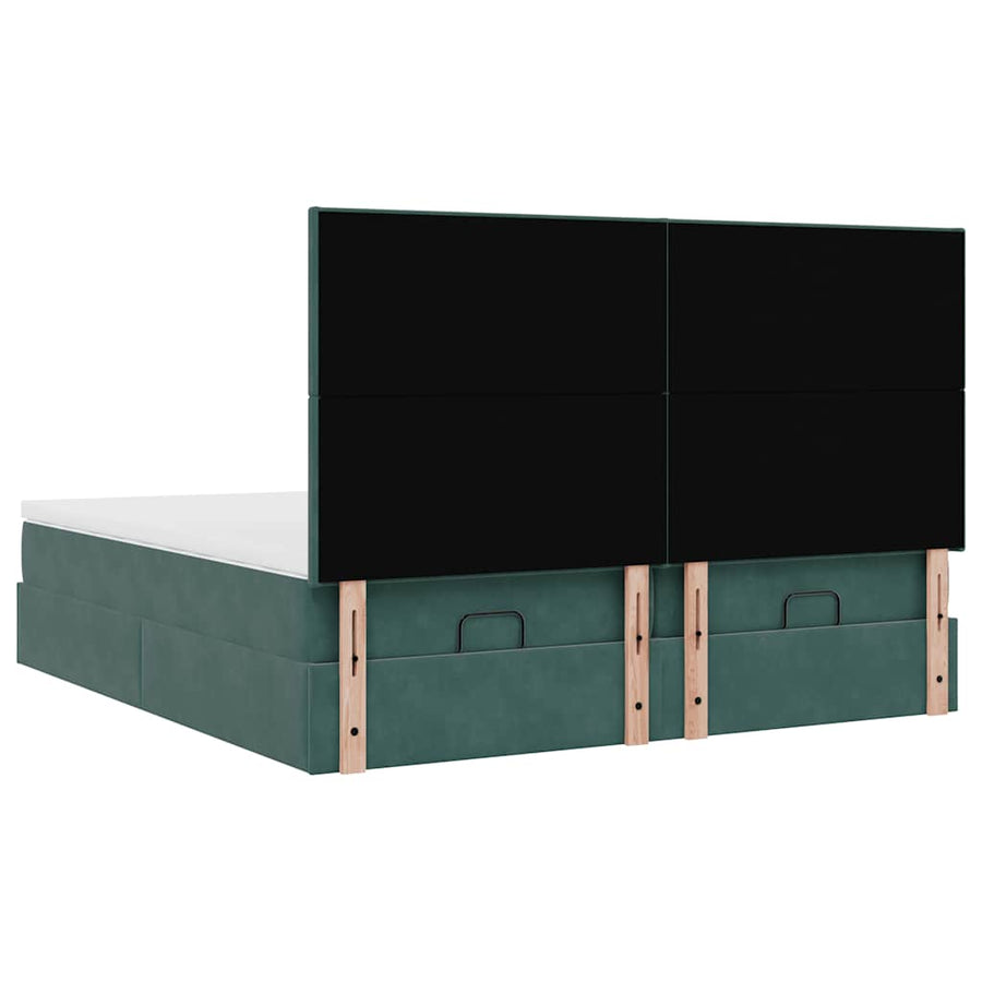 Ottoman bed met matrassen 200x200cm fluweel donkergroen