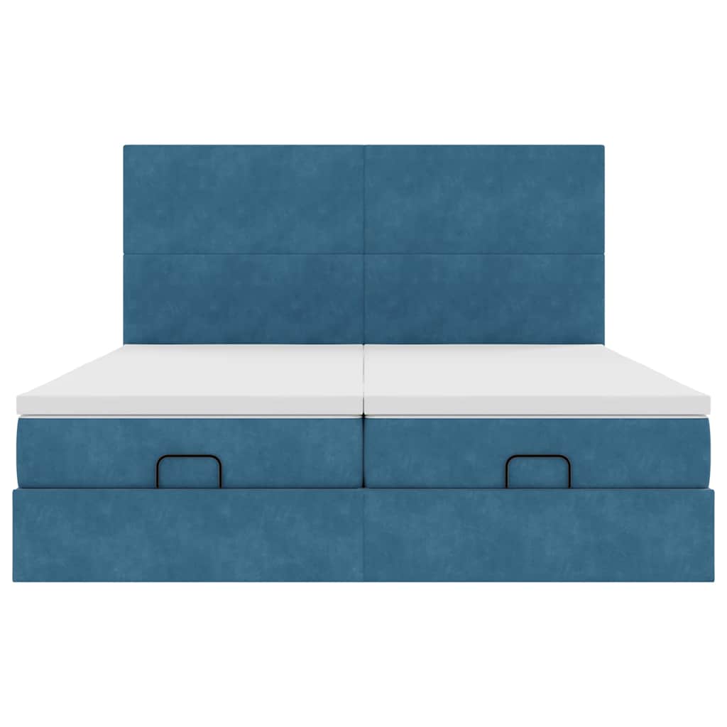 Ottoman bed met matrassen 200x200cm fluweel donkerblauw