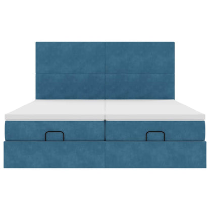 Ottoman bed met matrassen 200x200cm fluweel donkerblauw