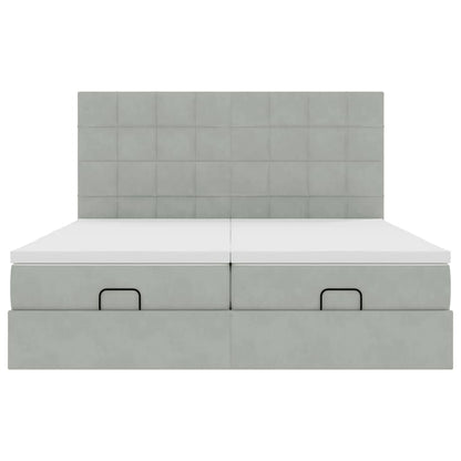 Ottoman bed met matrassen 160x200cm fluweel lichtgrijs