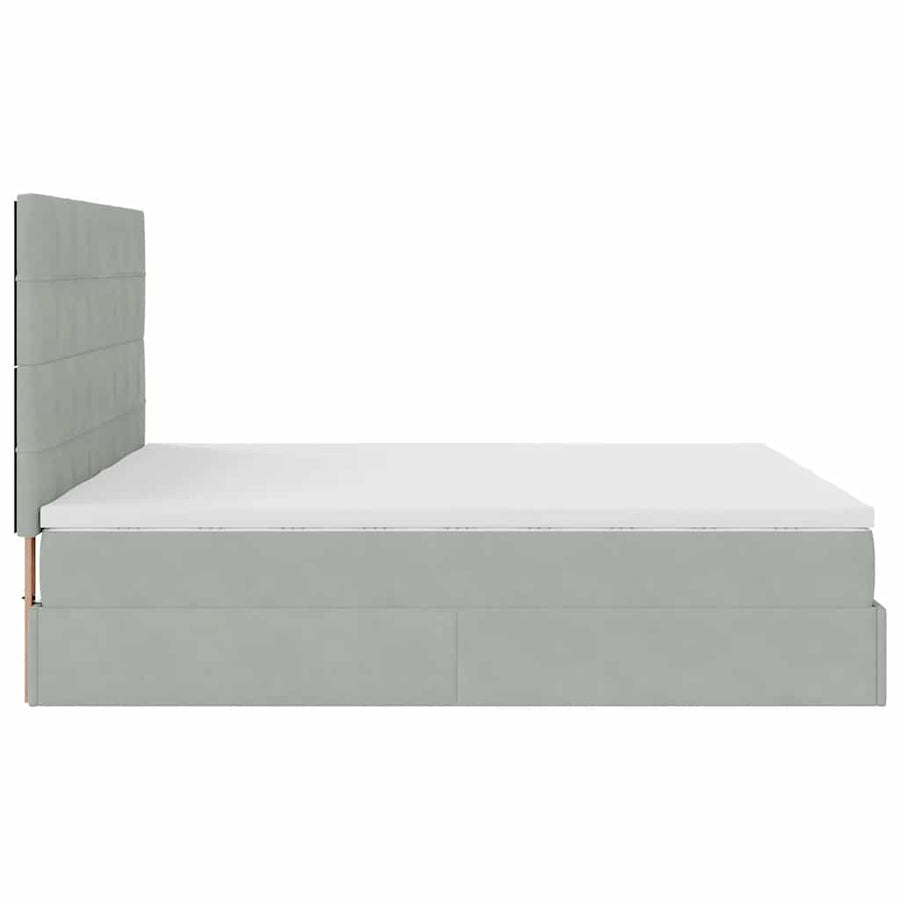 Ottoman bed met matrassen 160x200cm fluweel lichtgrijs