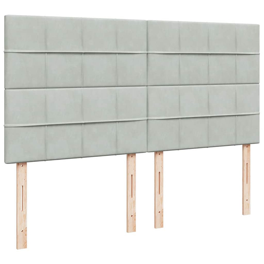 Ottoman bed met matrassen 160x200cm fluweel lichtgrijs