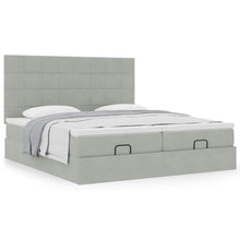 Ottoman bed met matrassen 160x200cm fluweel lichtgrijs