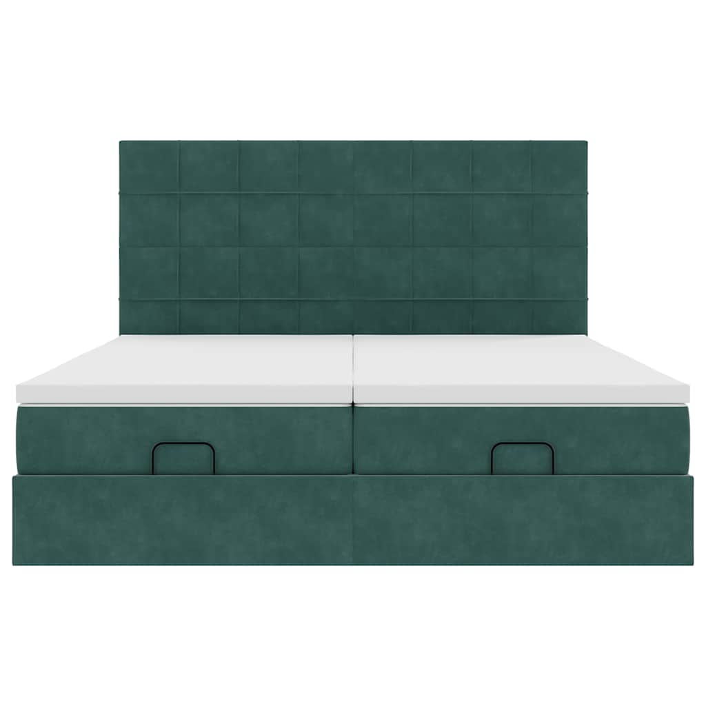 Ottoman bed met matrassen 160x200cm fluweel donkergroen