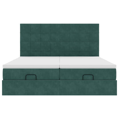 Ottoman bed met matrassen 160x200cm fluweel donkergroen