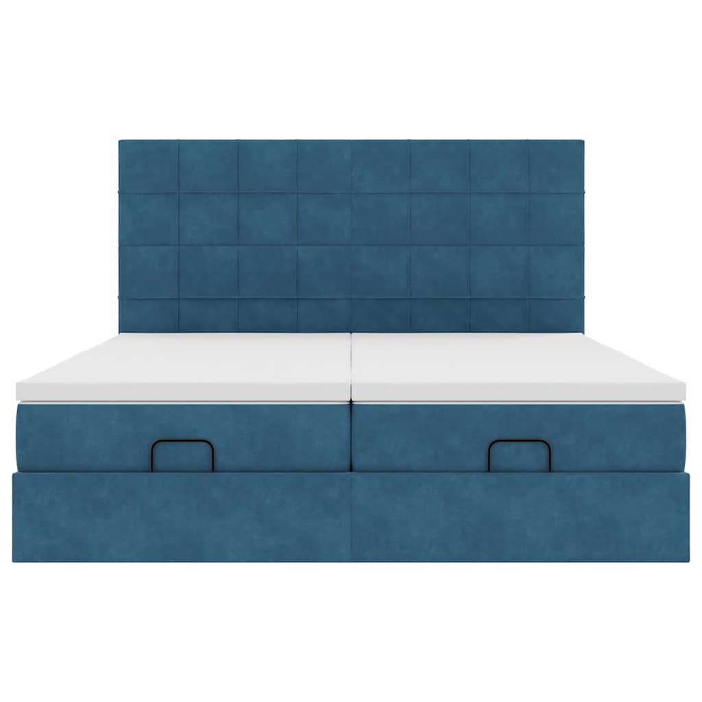Ottoman bed met matrassen 160x200cm fluweel donkerblauw