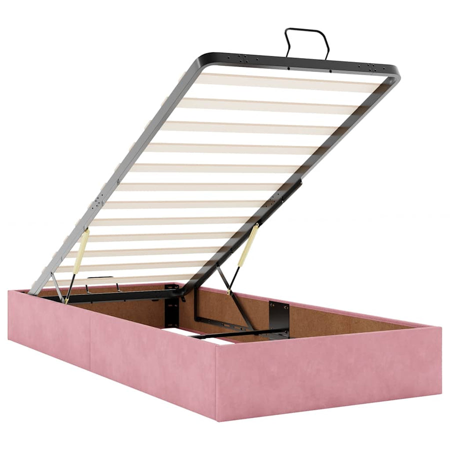Ottoman bed met matrassen 160x200cm fluweel roze