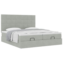 Ottoman bed met matrassen 180x200cm fluweel lichtgrijs
