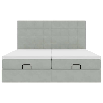 Ottoman bed met matrassen 180x200cm fluweel lichtgrijs