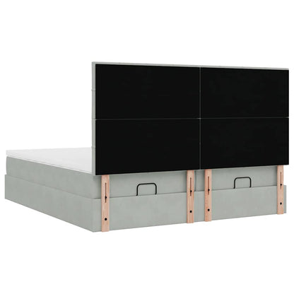 Ottoman bed met matrassen 180x200cm fluweel lichtgrijs