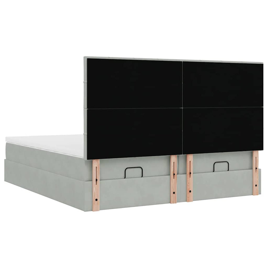 Ottoman bed met matrassen 180x200cm fluweel lichtgrijs