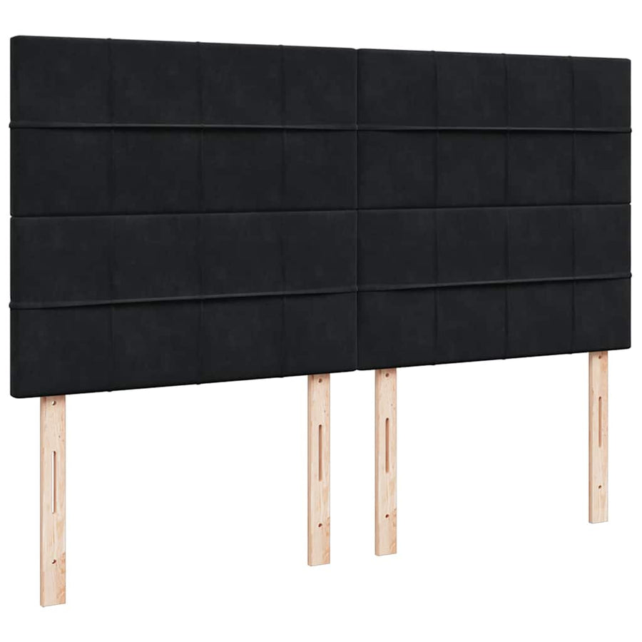 Ottoman Bed Met Matrassen 180X200Cm Fluweel 180 x 200 cm Zwart
