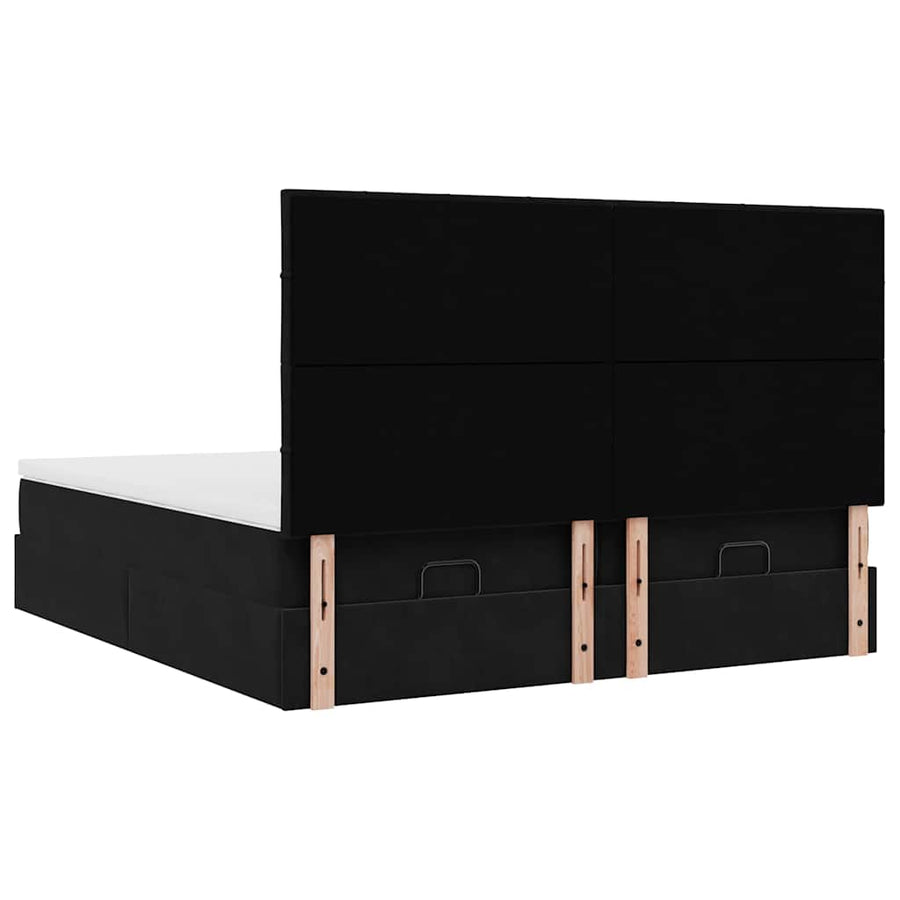 Ottoman Bed Met Matrassen 180X200Cm Fluweel 180 x 200 cm Zwart