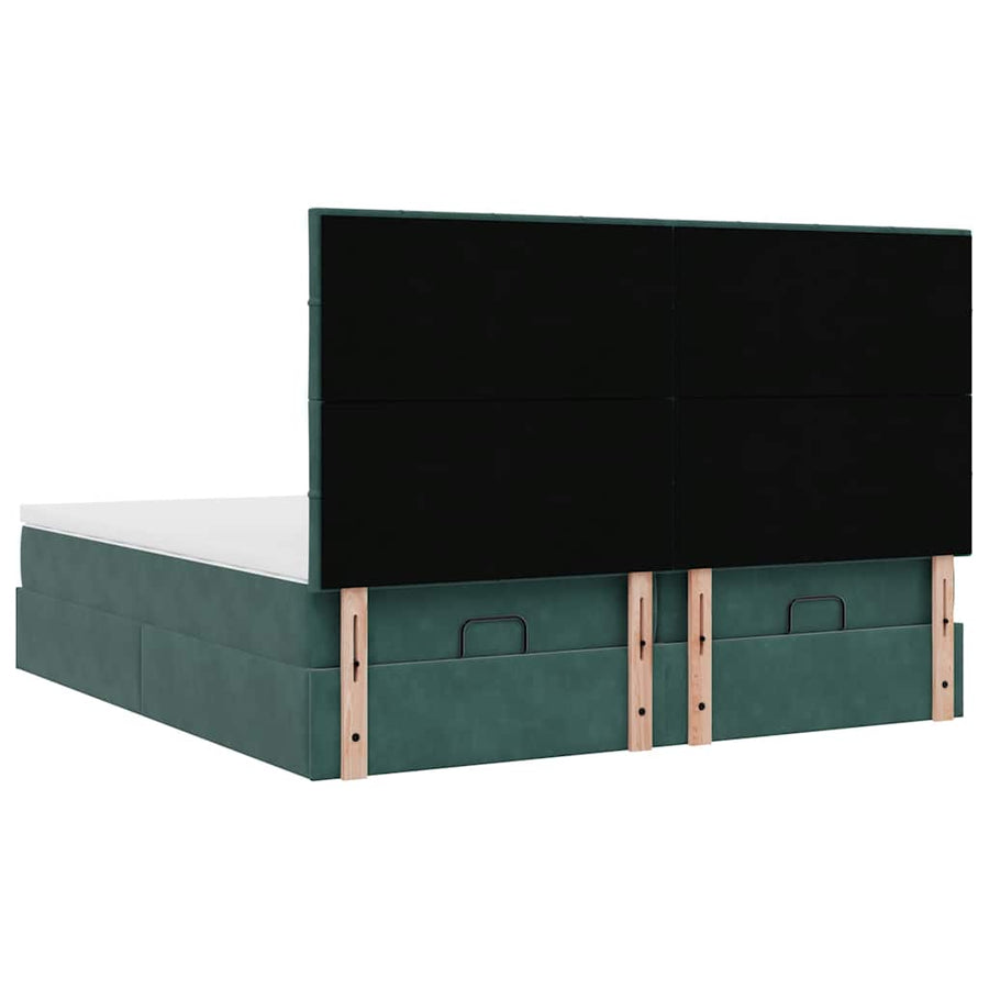 Ottoman bed met matrassen 180x200cm fluweel donkergroen
