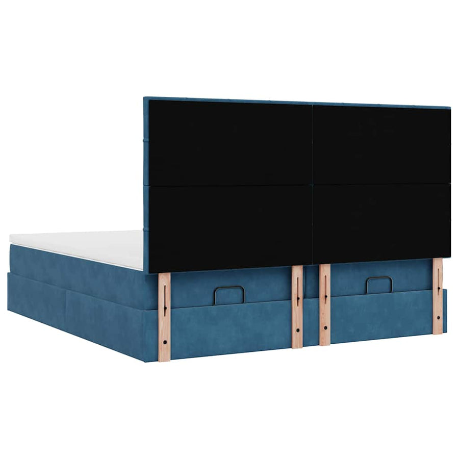 Ottoman bed met matrassen 180x200cm fluweel donkerblauw